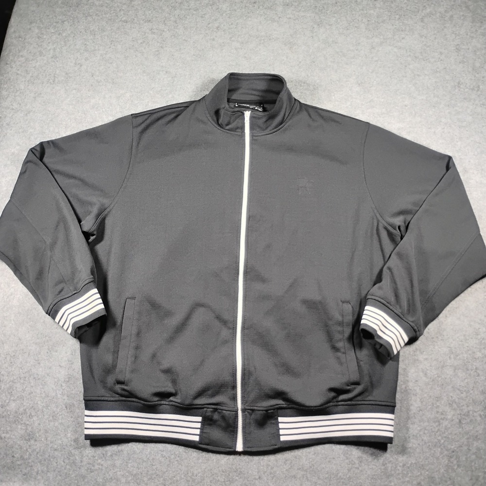 Rocawear Mens Black Striped Trim Full Zip Embroidered Logo Track Jacket 3XL Y2K